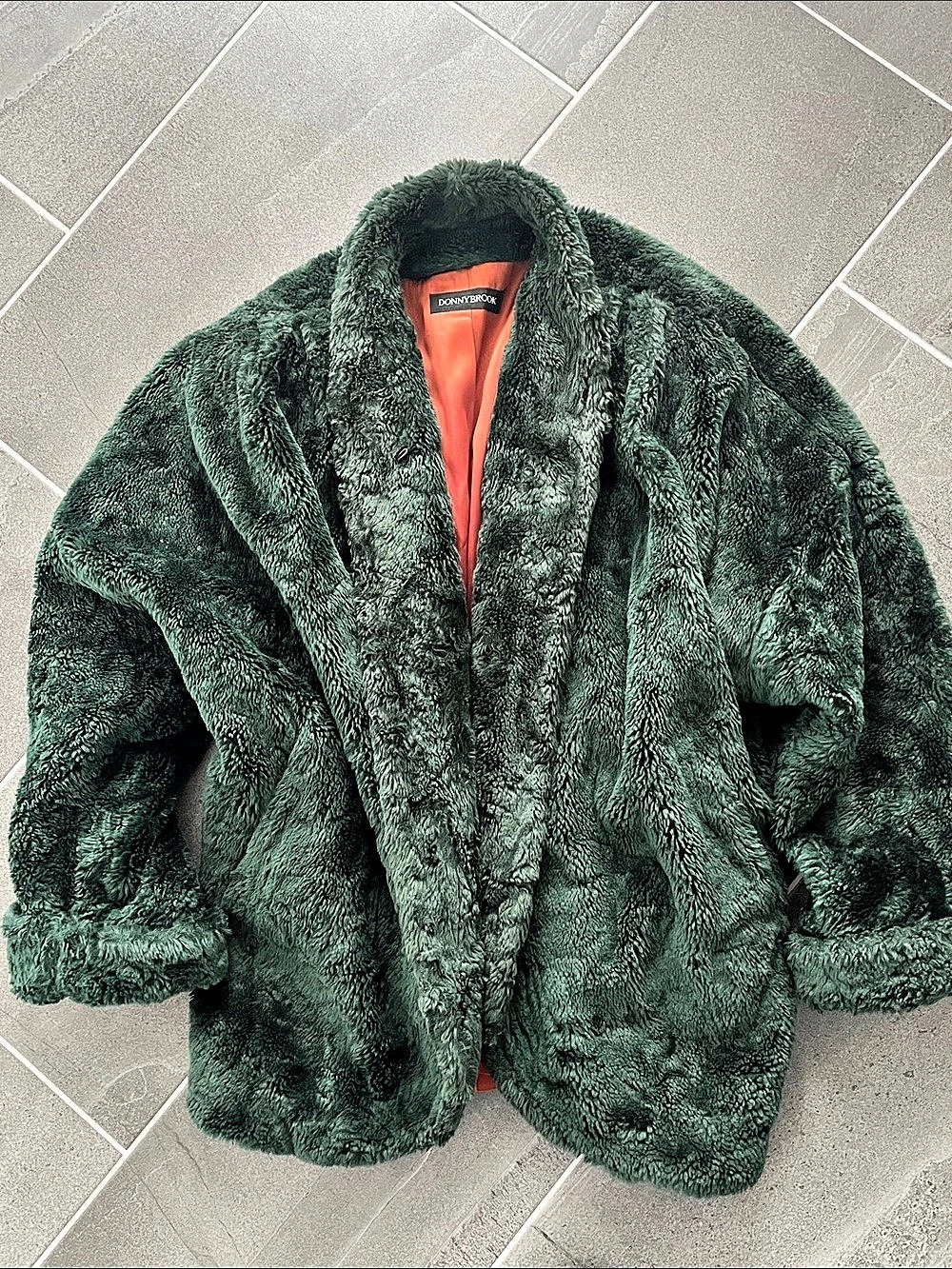 Vintage Donnybrook Faux Fur Forest Green Oversize Coat